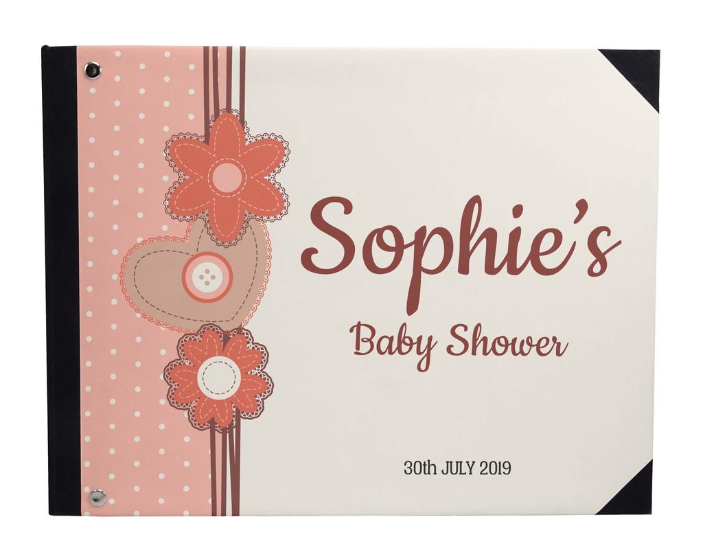 Darling Souvenir Blue Seamless Heart & Baby Objects Personalized Printed Baby Shower  Guest  Book  Scrapbook-7 x 9