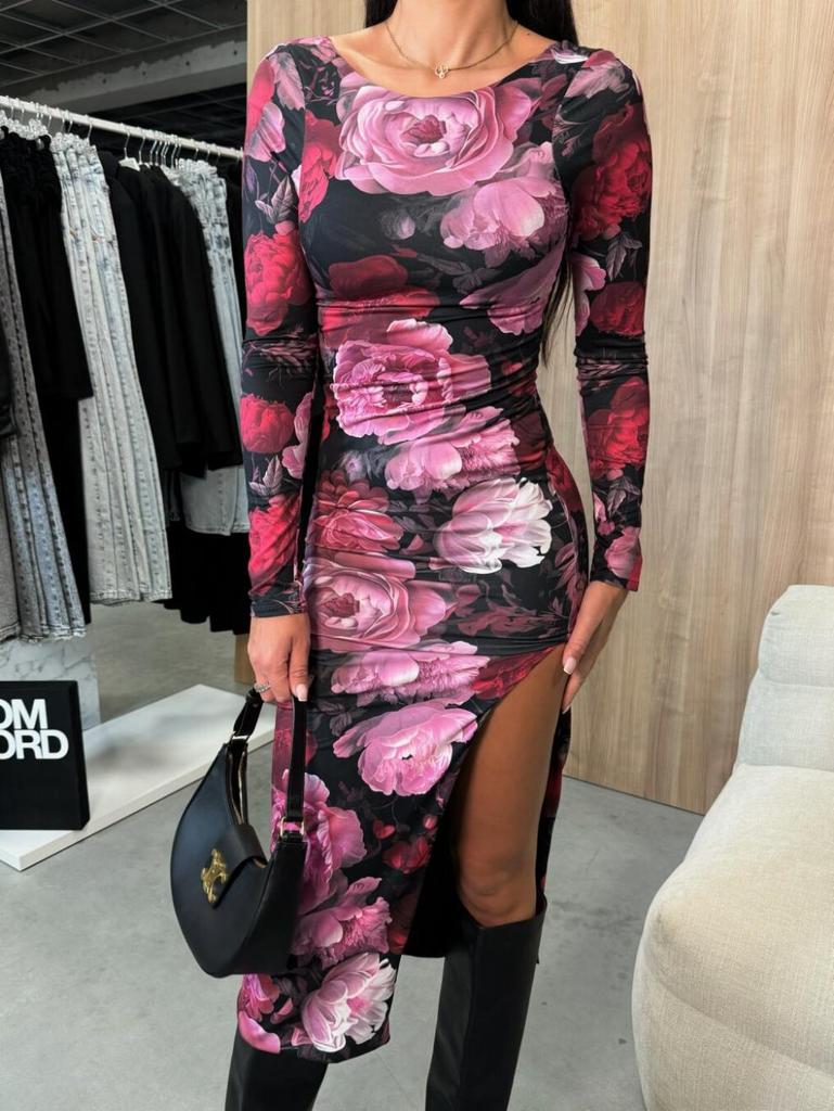 2024 Herbst/Winter Europäisches & Amerikanisches Modekleid mit Seitenschlitz