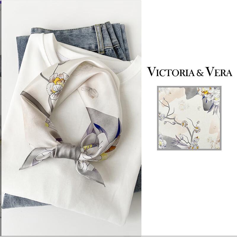 VICTORIA&VERA Elegant Mulberry Silk Printed Scarf