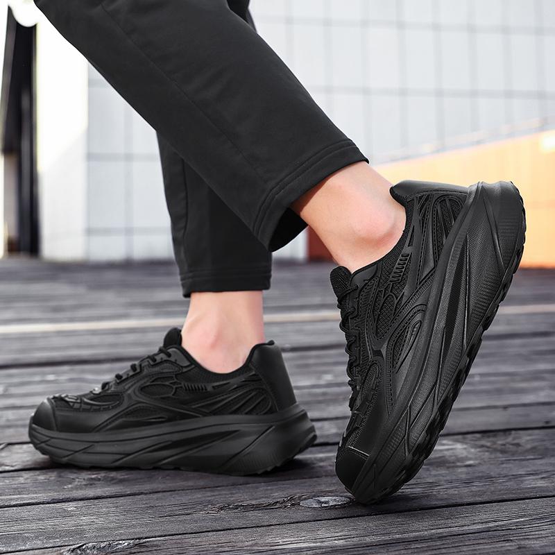 TUINANLE Mens Casual Black Sneakers Wide Toe Breathable Lightweight Mesh Trainers Comfortable Durable for Walking and Outdoor Activities