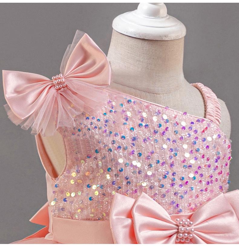 Sequin Fluffy Mesh Princess Dress for Baby Girls - One-Year-Old Banquet/Evening Attire