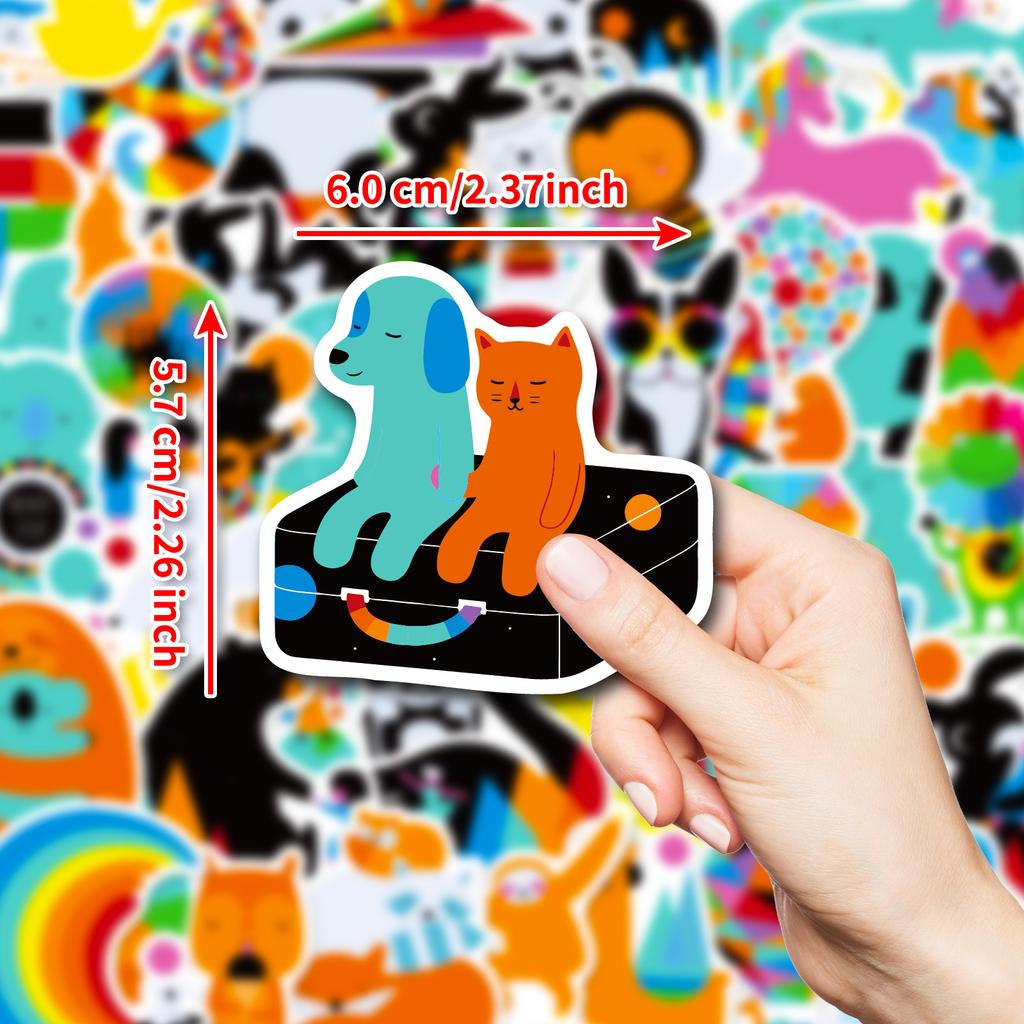 50PCS Colorful Animal Graffiti Stickers, Cute Cartoon Decals for Laptop, Luggage & Decoration