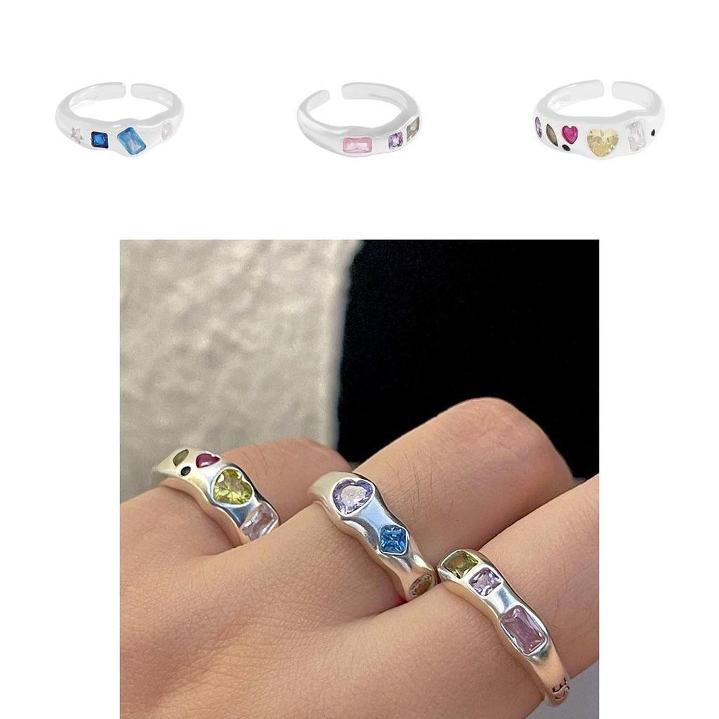 Colorful Chic Zircon Inlaid Adjustable Ring For Women Elegant Geometric Design For A Unique Statement Fashion