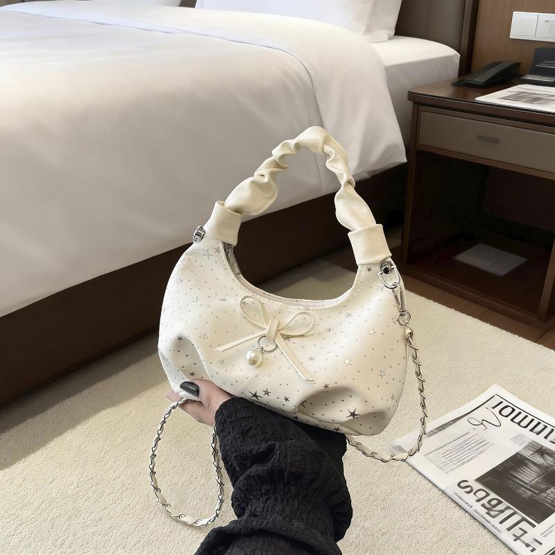 Solid Color Bowknot Versatile Daily Casual Shoulder Crossbody Handbag