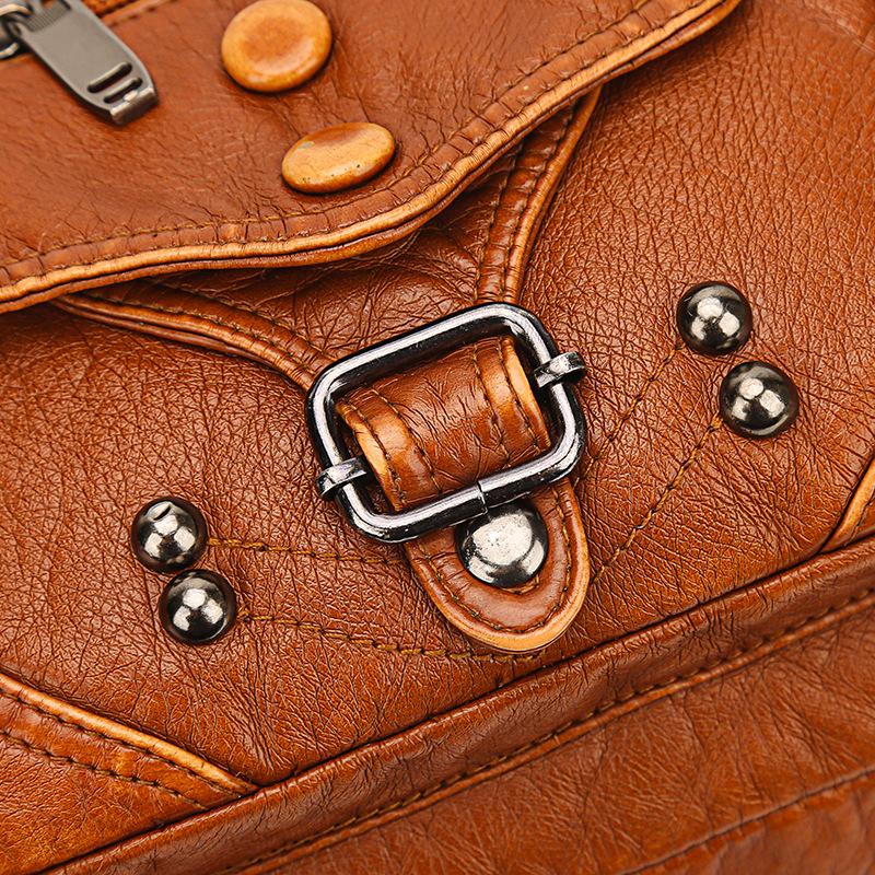 Women's Retro Soft Leather Shoulder Bag - Small Square Crossbody for Middle-aged and Elderly
