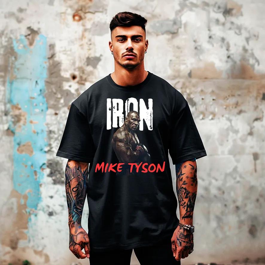 

Мужская хлопковая футболка Iron Mike Tyson Черная Винтажная Уличная Одежда Для Мускулистого Телосложения Фитнеса - Мужская Летняя Хлопковая Футболка с Принтом S разноцветный