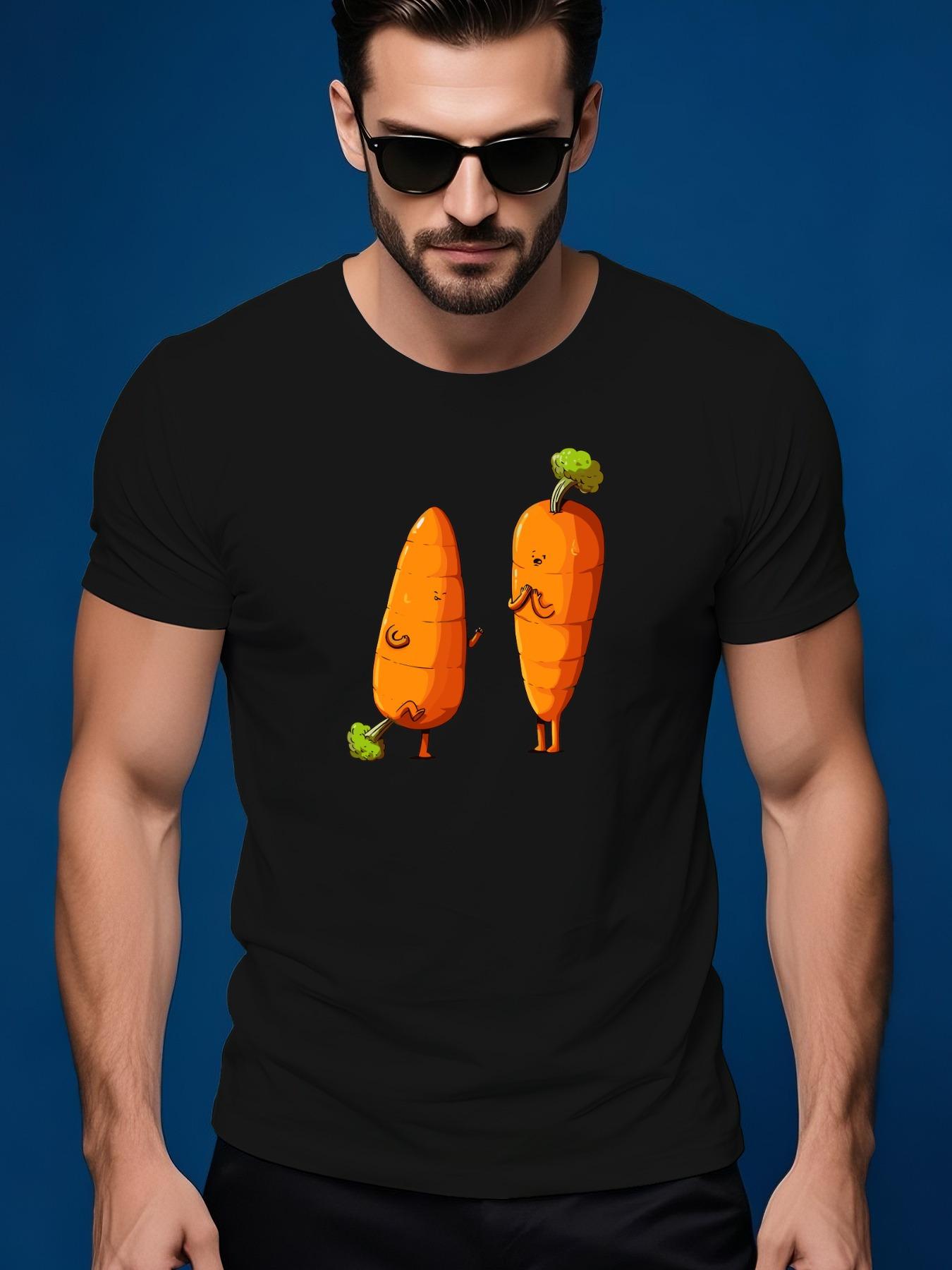 Summer Casual Short-Sleeve Tshirt with Carrot Pattern L