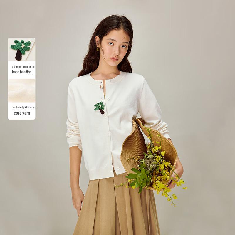 

INMAN Women s Hand-Crochet Embroidered Beaded Knit Cardigan S