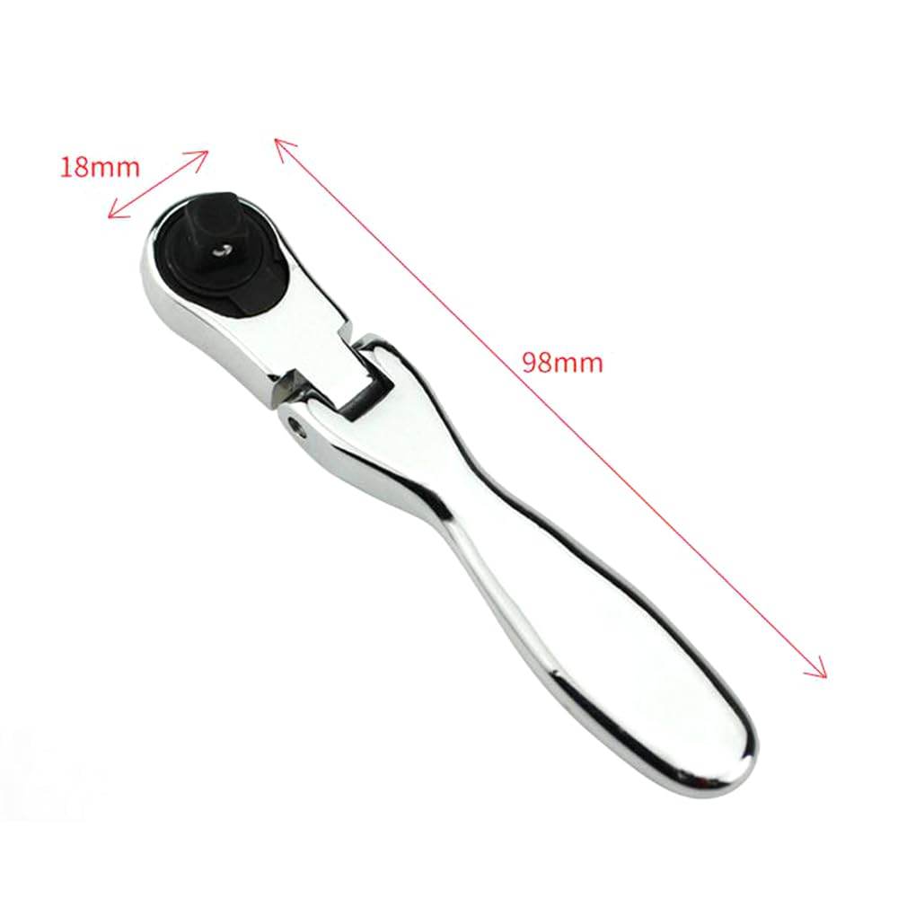 Ratchet Mini Inch Ratchet Reversible Chrome Vanadium Steel Ratchet with Dual Head for Socket and Bit for Tight Spaces Wrench, 1/4 Wrench, 72-Tooth