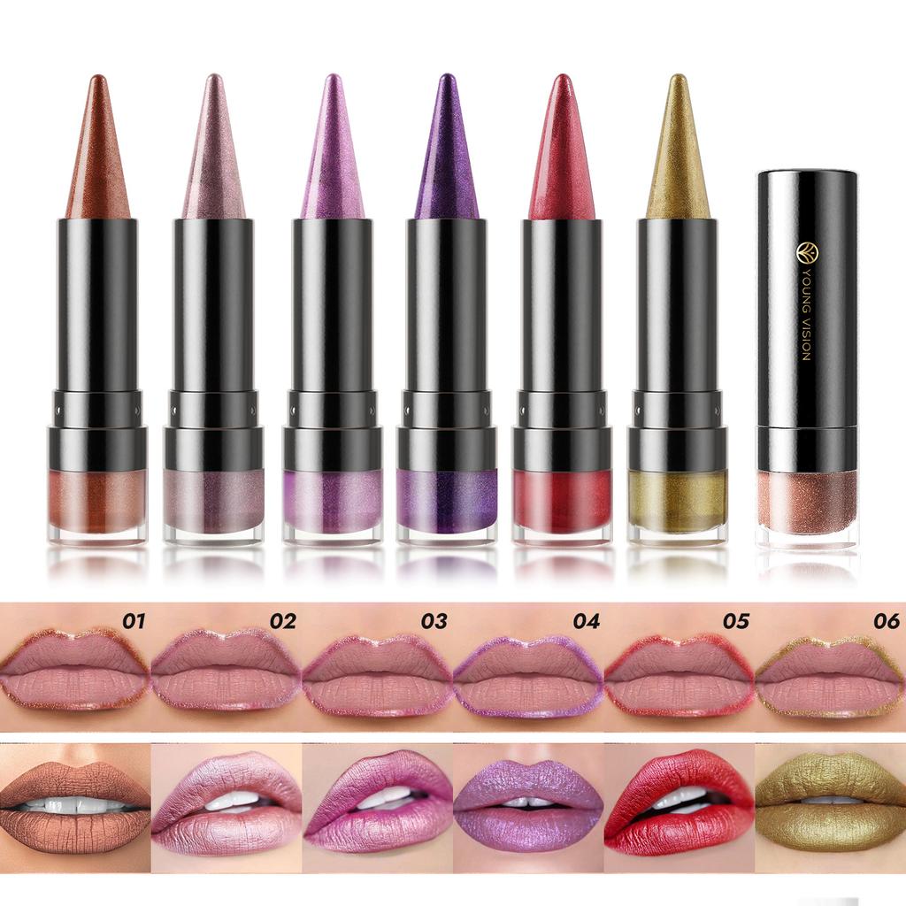 Glitter Lipstick Long-Lasting Shimmering Finish for Bold and Glossy Lips Easy Contour Multi-Use for Lips, Lip Liner, Eyeshadow, and Eyeliner