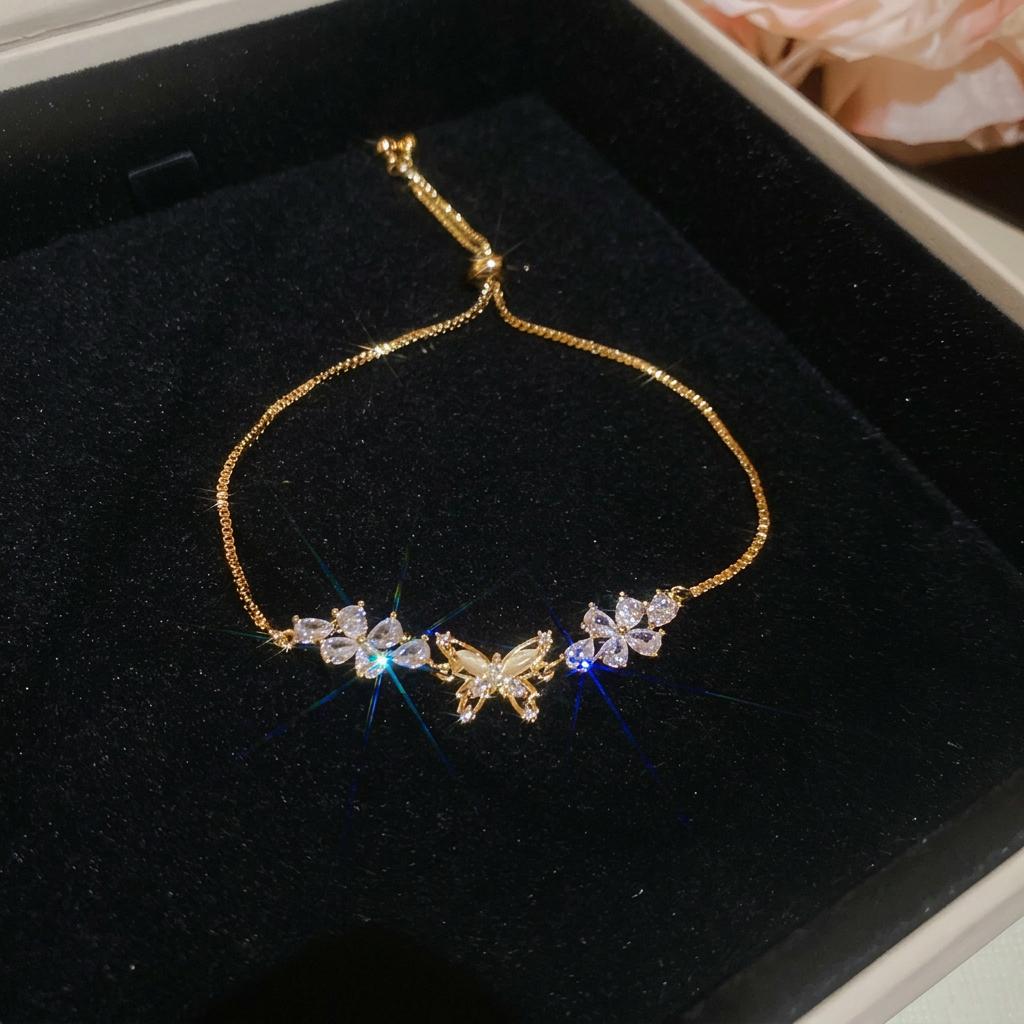 Butterfly Pendant Bracelet Hollow-Out 18k Gold Plated Bracelet Hollow-Out Butterfly Jewelry Adjustable For Dating Fashion золотой