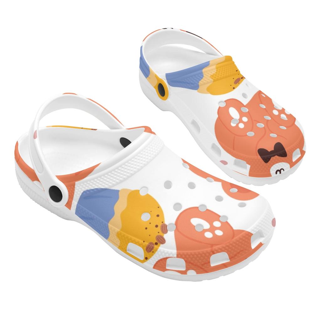 White Printed EVA Clogs for Women Men Lightweight Flexible Slip On Casual Footwear Soft Sole Summer Sandals Daily Comfort