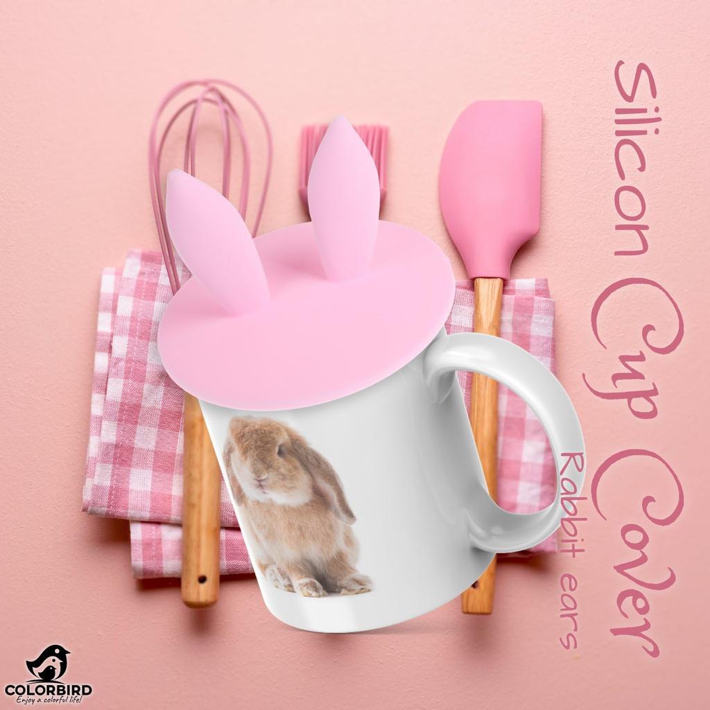 COLORBIRD Silicone Cup Cover, Lid, Mug Silicone Wrap, Insulated (Rabbit Ears)
