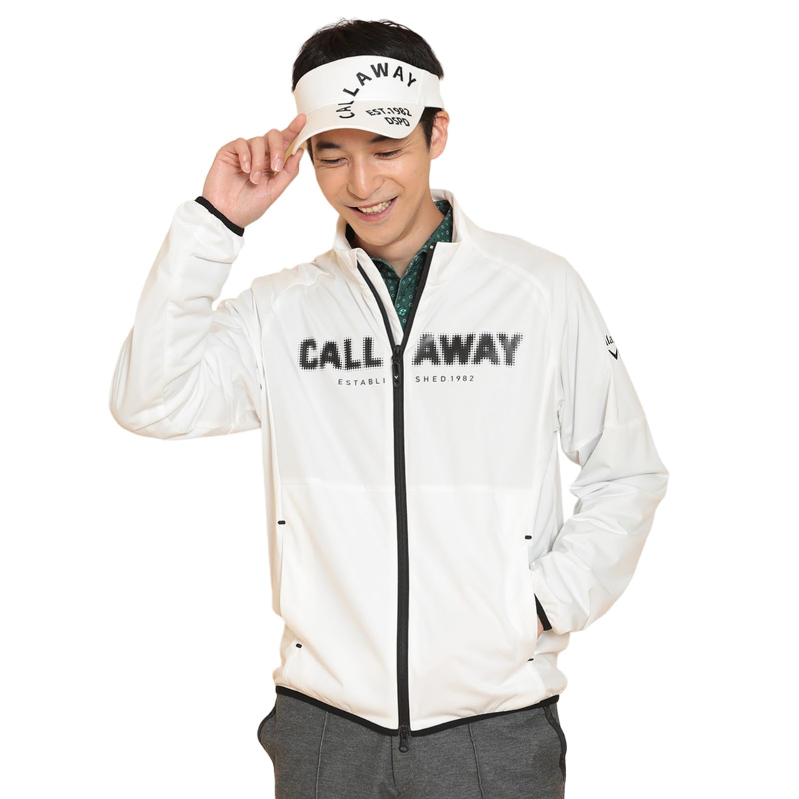 

Callaway Blouson Golf Outerwear C24215100 Men s Full-Zip (Star Stretch Water-Repellent, Breathable, Windproof) / / 1030_White