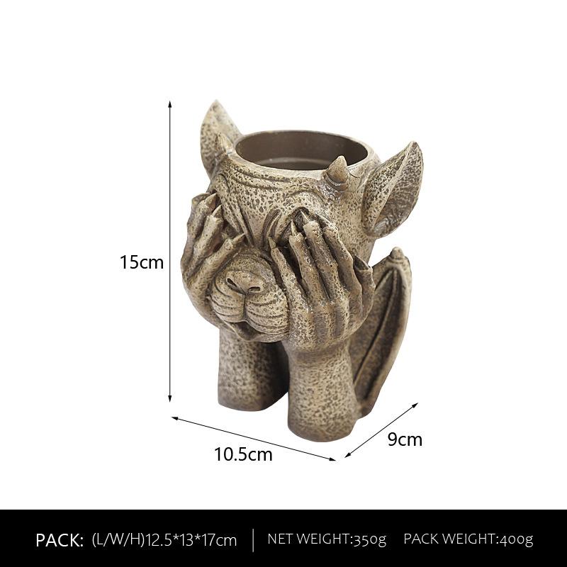 

Европейский креативный рельефный цветочный горшок для суккулентов, украшение для сада, двора, балкона, цветочный горшок из непористой смолы Devil flower pot