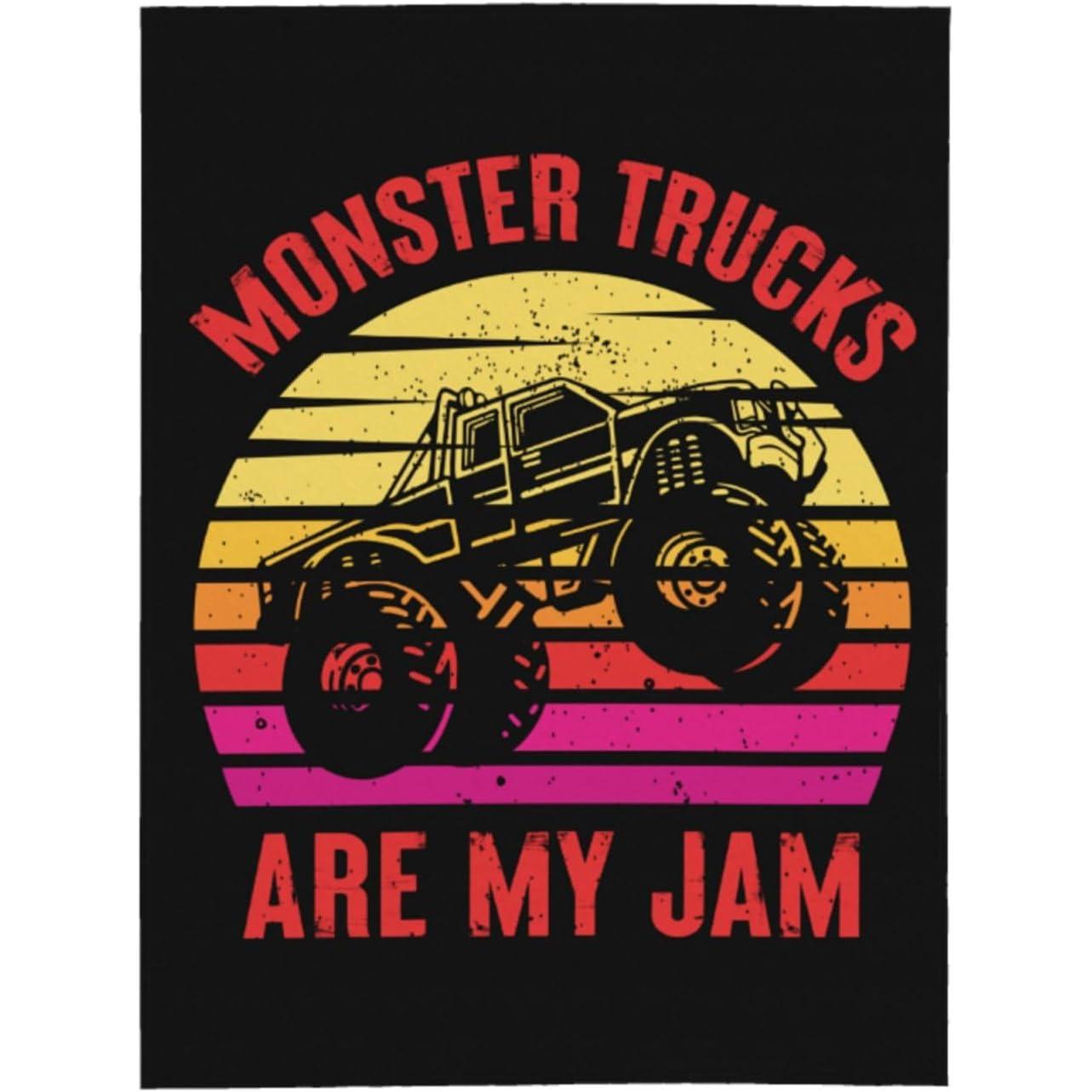 

Monster Trucks Throw Blankets All Season Ultra Soft Warm Fleece Blanket for Home Bed Sofa Couch Chair Outdoor Travel Camping 40x 75x90cm