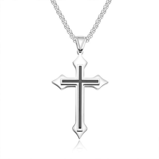 Gothic Vintage Flame Cross Pendant Necklace Harajuku Chain Choker Women's Men's Accessories Jewelry