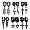 Set di 6 Paia di Orecchini Neri con Ciondolo in Acciaio Inossidabile Set di Orecchini Orecchini a Perno da Uomo Gioielli per Uomo e Donna Set per Piercing all'Orecchio