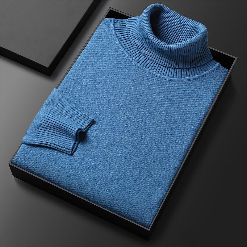 Men's sweater knitted bottoming Slim solid color high neck pullover sweater multi-color