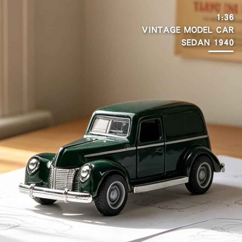 1:36 Alloy Vintage Sedan1940 Die Cast Car Model Car Classic Model Pull Back Car Model Miniature Vehicle Replica Giftle