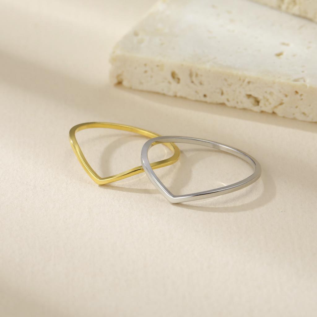 Skyrim Wave Ring Stainless Steel Gold Color V Shape Women‘s Finger Rings Minimalist Wedding Jewelry Gift Wholesale New In