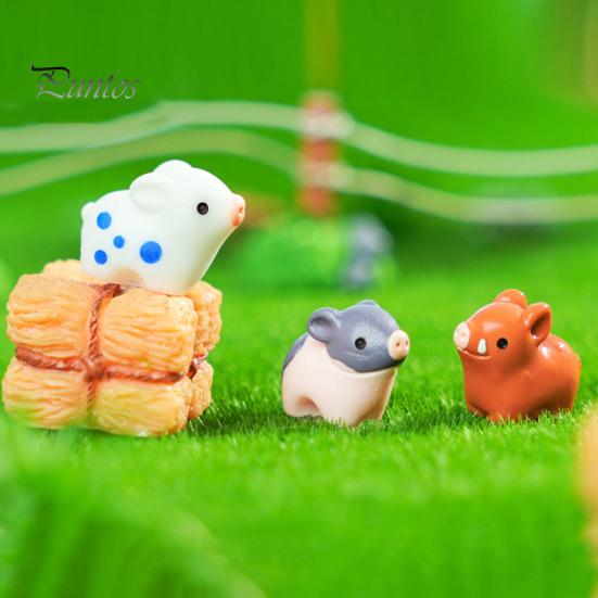 6 ks Mini Pig Figurka Pryskyřice Miniaturní Prase Ornament Planter Dekor Cartoon Mini Pig Socha pro mech Mikrokrajinka Pohádkové zahradní doplňky