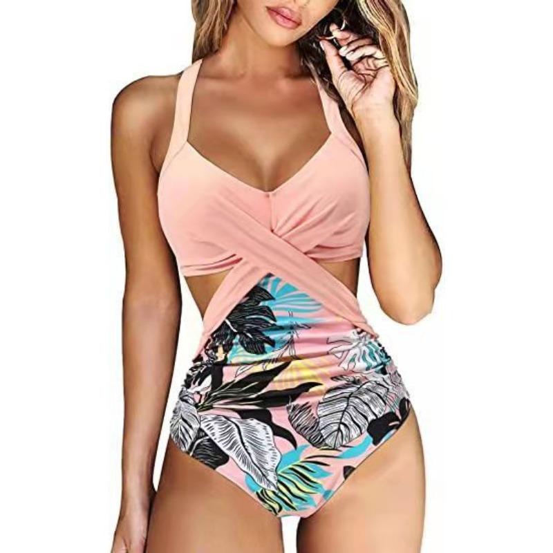 

Комбинезон женский с перекрестной талией для пляжного плавания и занятий спортом вброд XXL светло-розовый