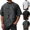 Men's Summer Fashion Cotton Ripped Design Round Neck Top Casual Loose Short Sleeve T-shirt