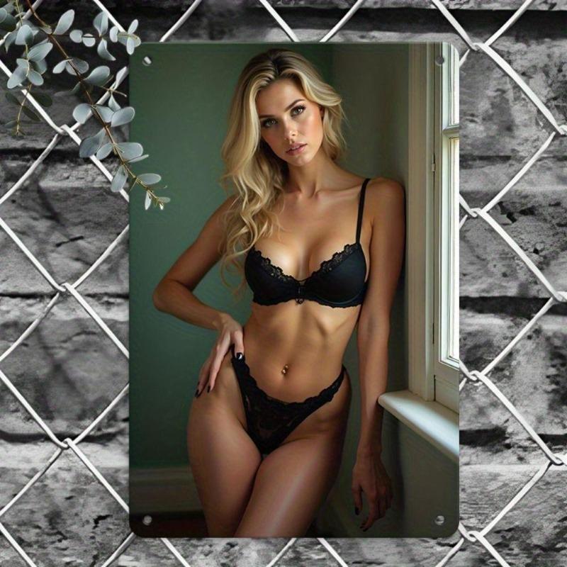 Pin-Up Girl Tin Plates, Garage Workshop Metal Decor 20x30cm