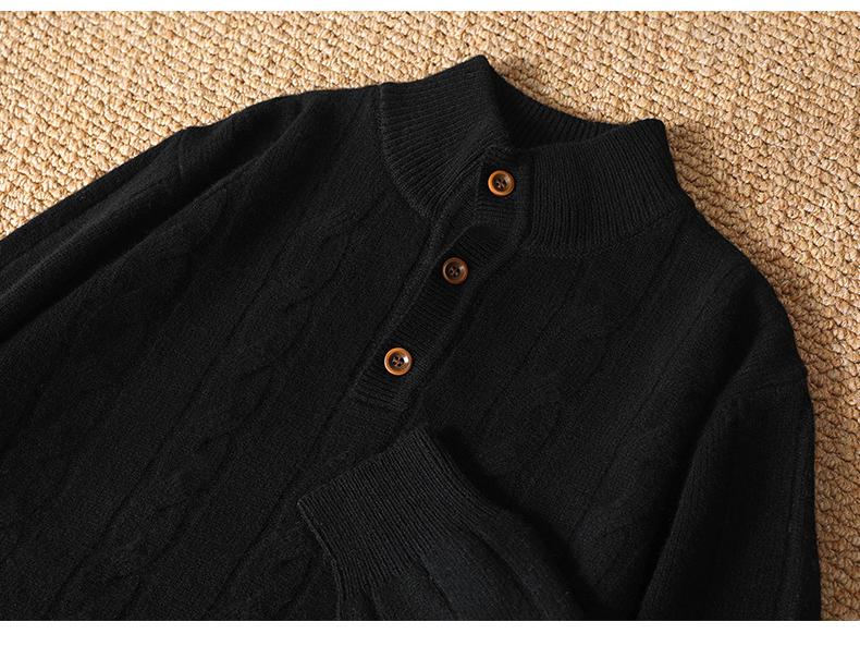 Men's Wool Half-Zip Sweater: Autumn/Winter Business Casual Knit with Long Sleeves