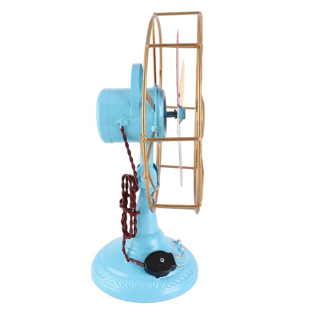 Ventilatore da Tavolo Vintage Stile Retrò Colori Raffinati Base Larga in Metallo Ventilatore da Scrivania Antico Decorazione per Vetrina H