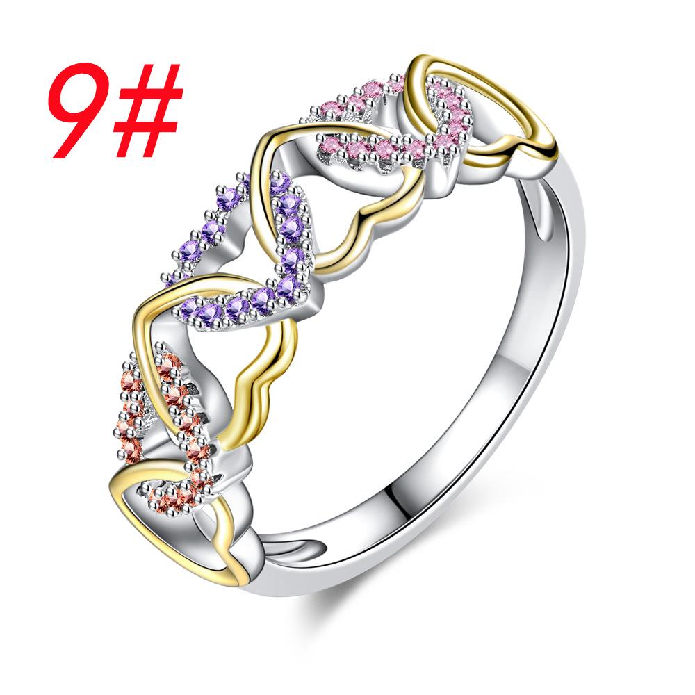 Two-Tone Heart-Shaped Zircon Ring - Women's Light Luxury Fashion Design