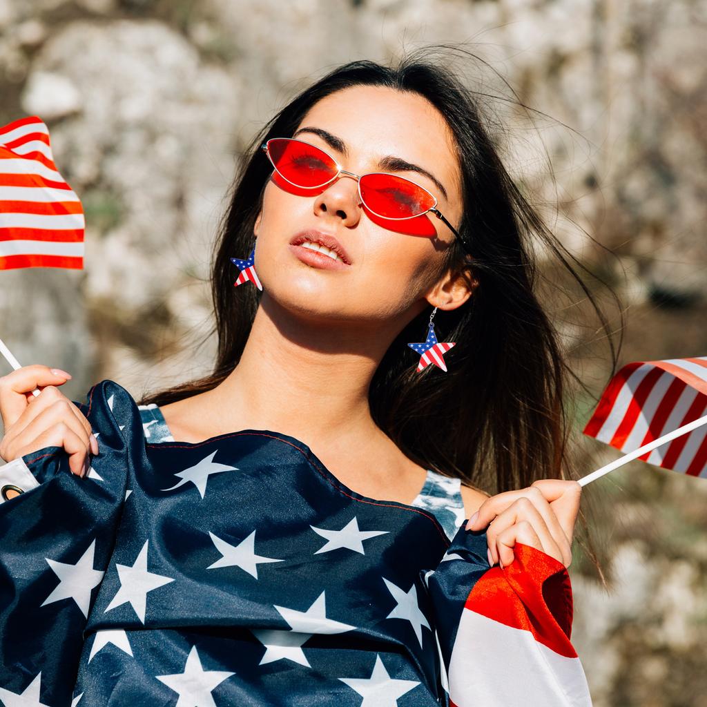 New Independence Day Flag Personalized Earrings Combination Set Printed Wooden Earrings