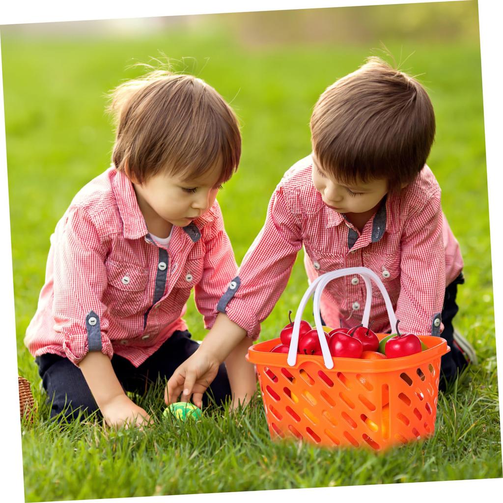 OUNONA 2-Pack Kids Shopping Baskets, Toy Storage Baskets, ABS Material, with Handles, Grocery Baskets, Storage Boxes for Bathrooms and Kids' Rooms,
