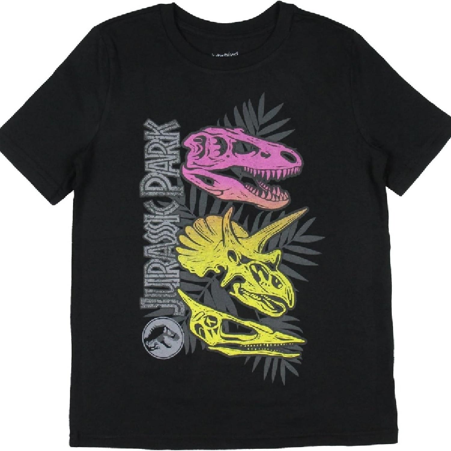 

Jurassic Park Boy s Dino Skull Fossils Graphic Print Kids Short Sleeve T-Shirt XXXXXL чёрный