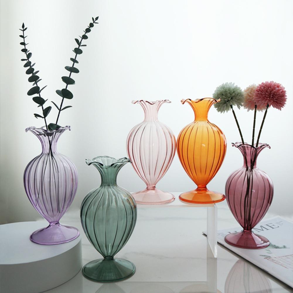 Einfache Glas Blumenvase Hydroponik Flasche für Schreibtisch Blumenarrangement für Wohnzimmer Heim Büro Dekoration