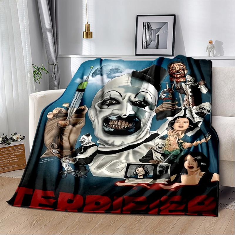 29 Styl Terrifier 3 Horrorowy Clown Film Film Kreskówka Miękkie Kocyki, Koc Piknikowy Wygodny Koc na Piknik Łóżka Kanapę Dom