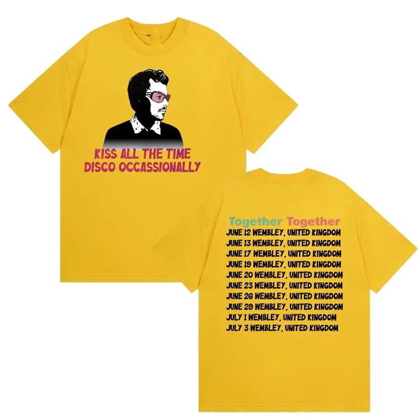 

Harry Styles Together Tour 2026 T Shirts Kiss All The Time Disco Occasionally Print Cotton T-shirts Unisex Fashion Oversized Tee 4XL