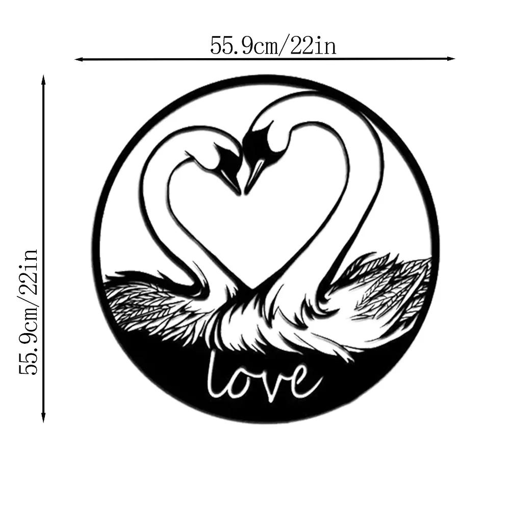 

Любовь Настенное искусство Романтичное украшение лебедя Лазерная резка Металлическое настенное искусство Гостиная Домашнее украшение Настенный декор Металлическое настенное подвесное чёрный