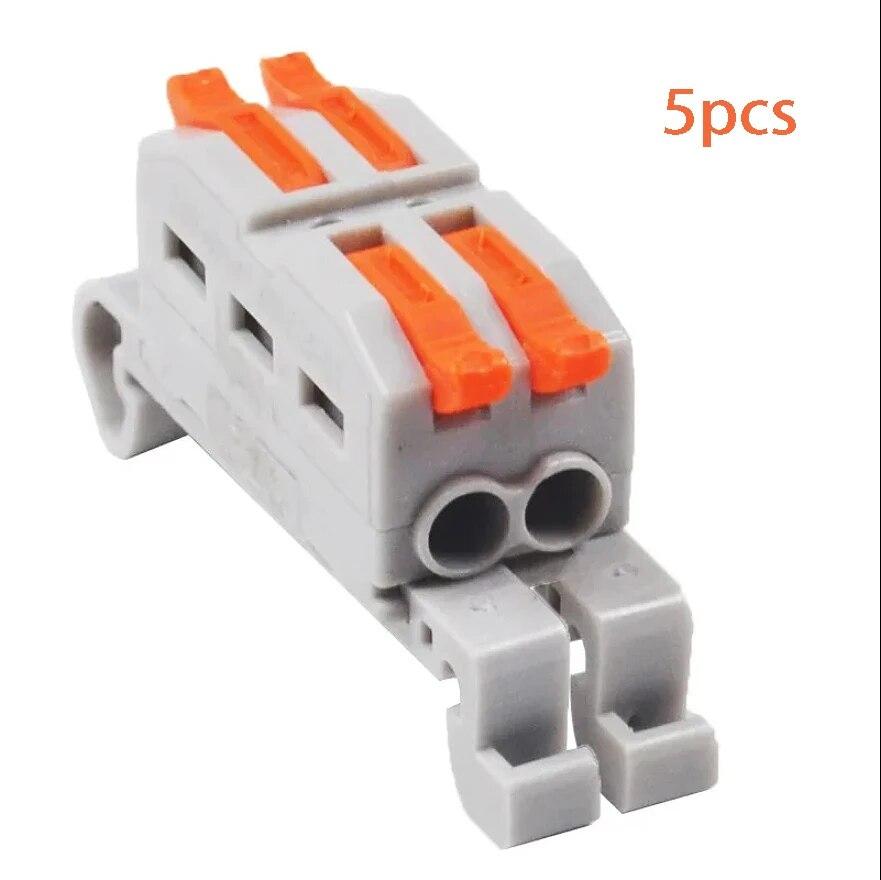 

5 шт. Клемна колодка швидкого з єднання конфігурована для монтажу на DIN-рейку, мініатюрна, міні, 2-контактна, 3-контактна, 4-контактна, для швидкого підключення