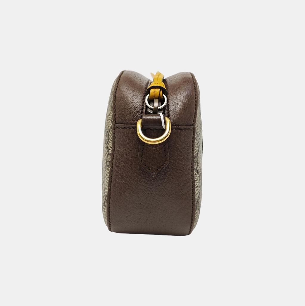 [Pre-Owned] Neo Vintage Series Gold Foil Logo Metal Tiger Head Monogram Canvas And Leather Camera Bag - Very Good #BOQEC0