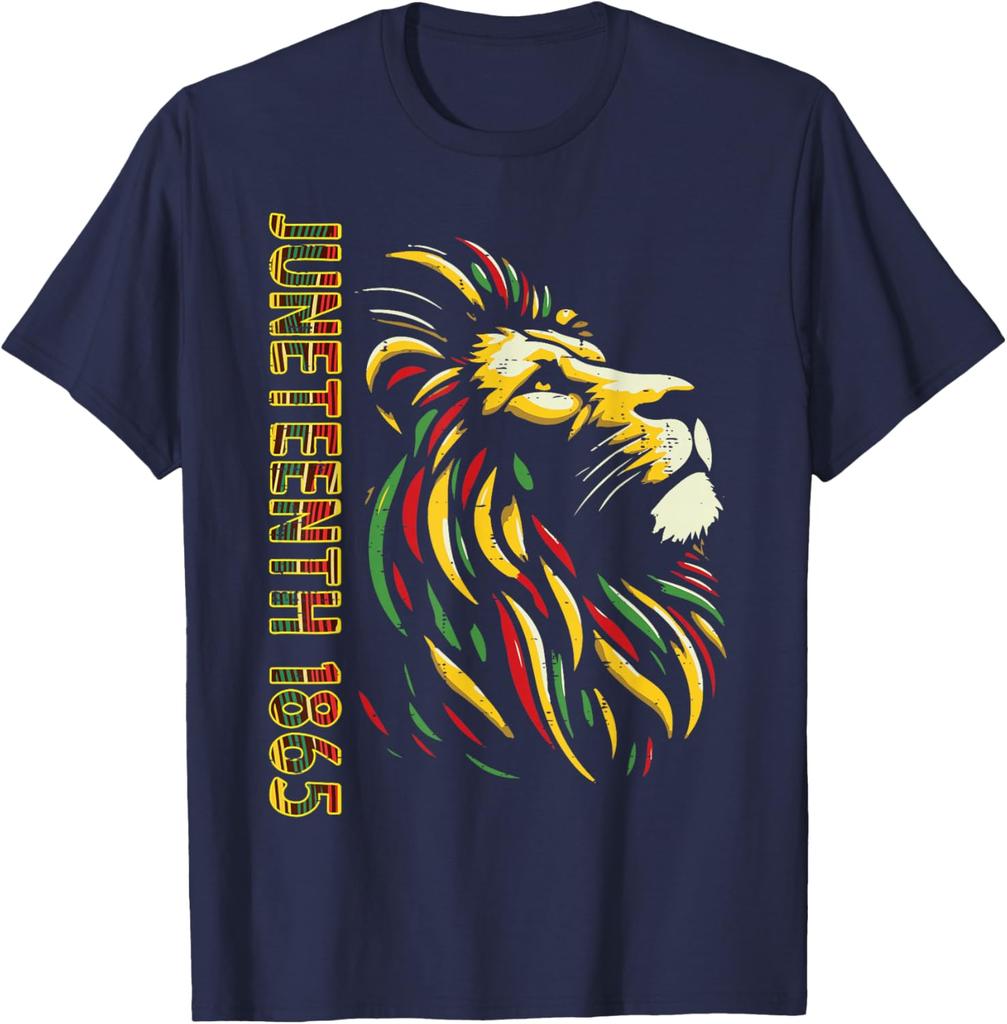 Juneteenth 1865 African Lion Freedom Celebration Graphic Tee Unisex Unisex Vintage June 19th Tshirts Gifts