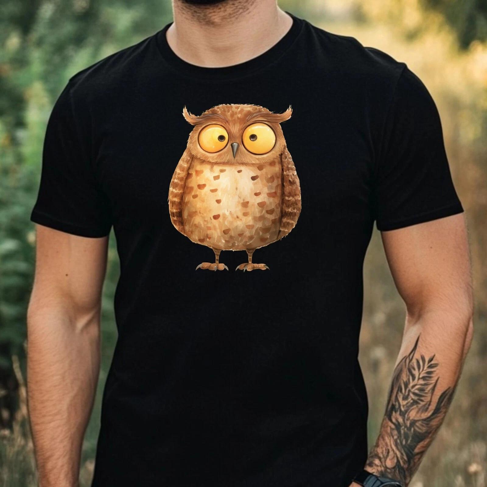 T-Shirt Herren Lustige Eule Motiv Baumwolle Größe XS bis 5XL XS