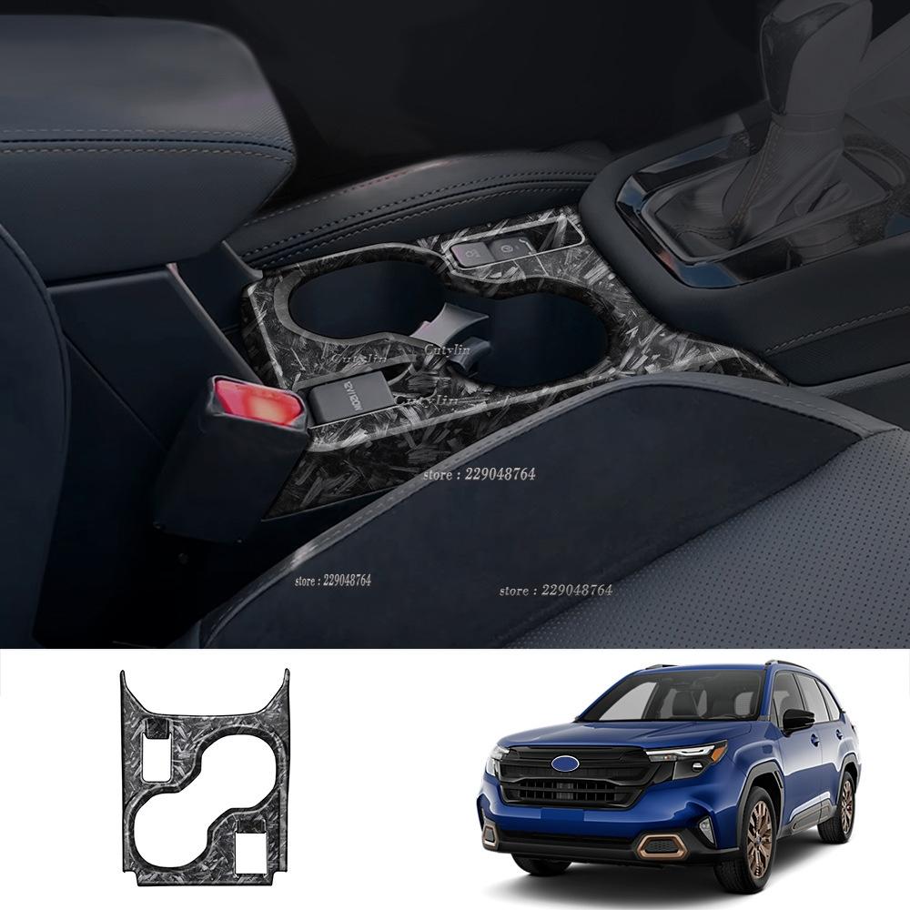 LHD RHD For Subaru Forester 2024 2025 ABS Black Center Console Gear Shift Panel Cover trim Gear Head Knob Front Water Cup holder