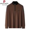 Pierre Cardin Men's Stand-Collar Long-Sleeve Zipper T-Shirt