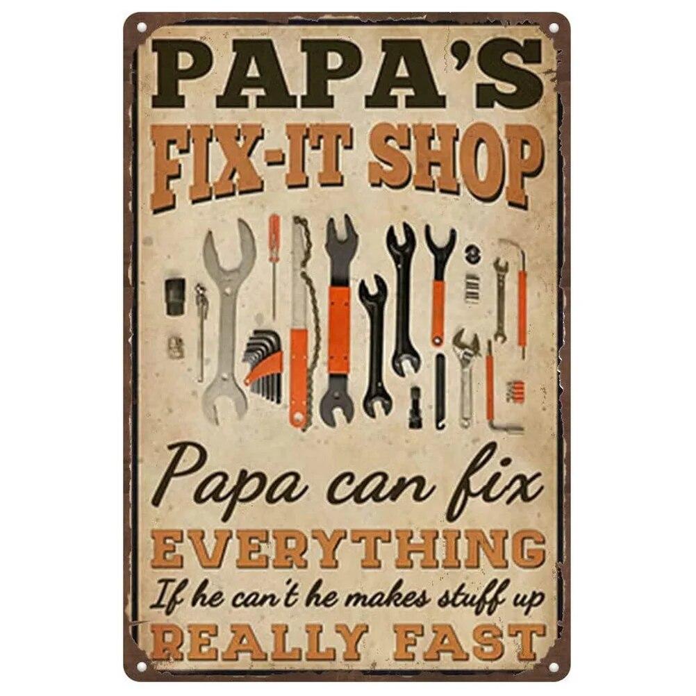 Vintage Dad's Garage Repair Shop Metal Tin Signs Posters Plate Wall Decor for Home Bars Garage Cafe Clubs Retro Posters Plaque