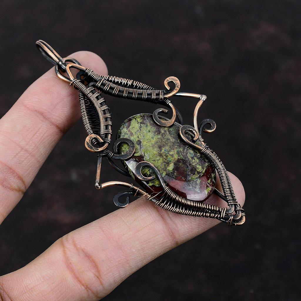 Dragon Bloodstone Pendant Copper Wire Wrapped Pendant Gemstone Handmade Pendant Dragon Bloodstone Jewelry Gift For Engagement Copper Jewelry