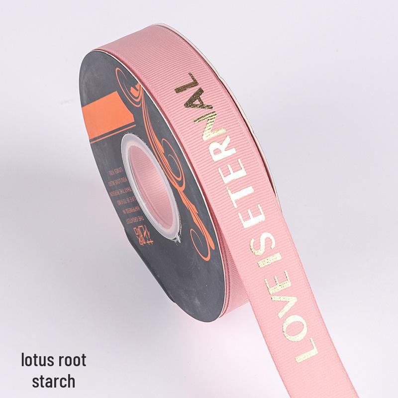 Gold-stamped Polyester Gift Ribbon Bow for Cakes & Floral Packaging