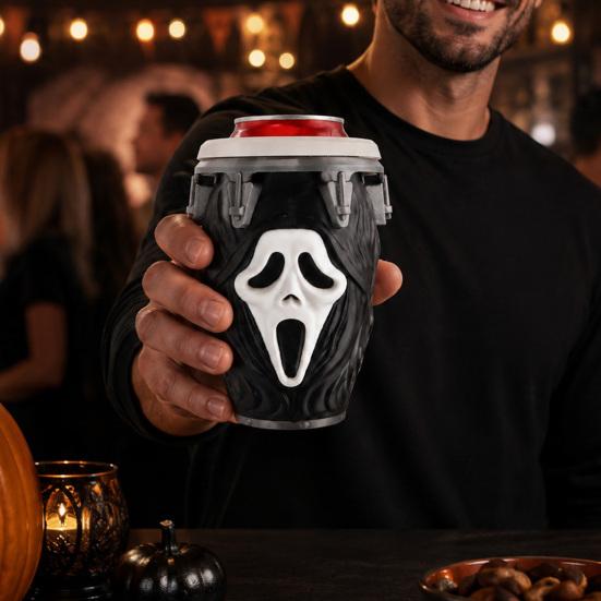 Creative Halloween Gift 3D Printed Scream Can Cup Holder, Ghost Face Drink Holder Figurine, Spooky Desktop Ornament for Holiday Home Party Decor
