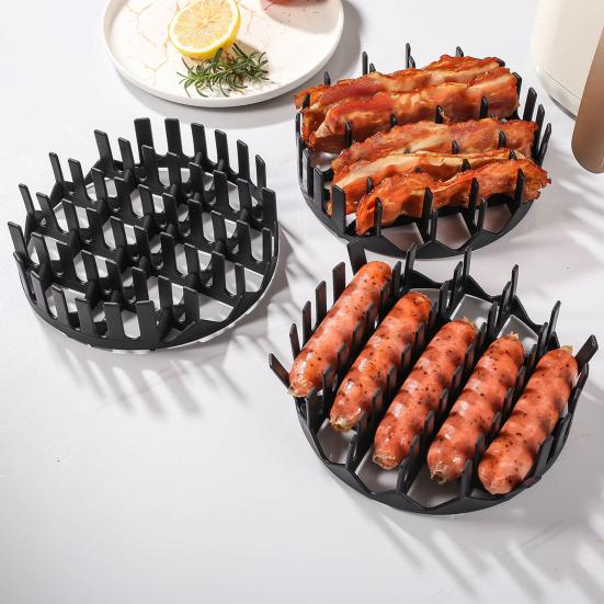 Yousheng 4Pcs Round Air Fryer Silicone Baking Tray Set Anti-Stick Air Fryer Pan Hot Dog Rack 7 Cavity Cake Mold Gift for Cooking Enthusiasts